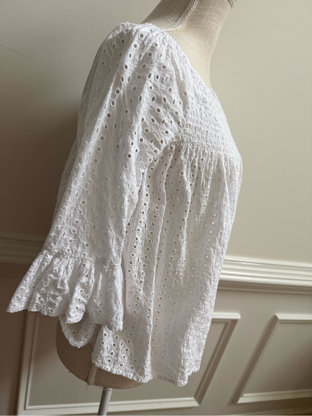 Ultra Pink White Eyelet Smocked Tunic - Picture 5 of 7